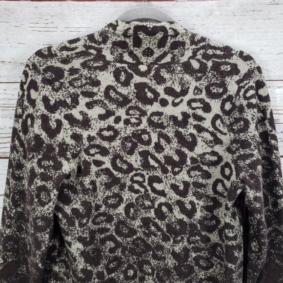 Chico's Women's 100%Wool Knit Animal Print Ombre Open Cardigan Size 0 - Picture 12 of 13